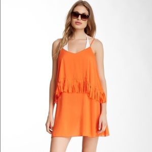 Orange L*Space fringe swim coverup size large